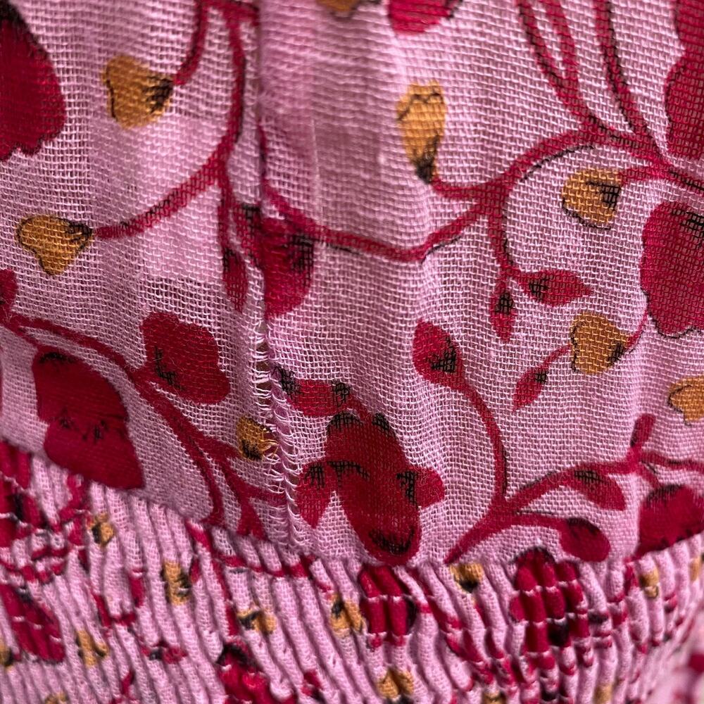 Poupette St Barth Womens Pink Floral Halter Sleeveless Smocked Ruffled Dress L - Picture 11 of 16